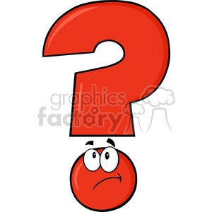 6263 Royalty Free Clip Art Red Question Mark Cartoon Character Thinking