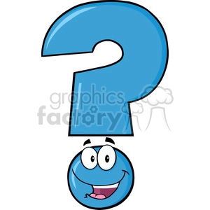6256 Royalty Free Clip Art Happy Blue Question Mark Cartoon Character
