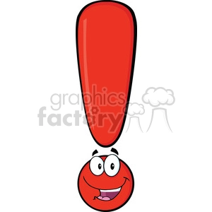 6279 Royalty Free Clip Art Happy Red Exclamation Mark Cartoon Character