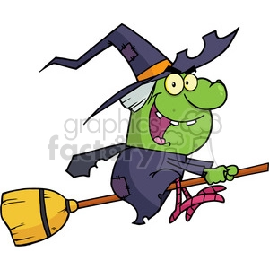 6626 Royalty Free Clip Art Witch Ride A Broomstick