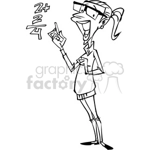 teacher cartoon character in black and white
