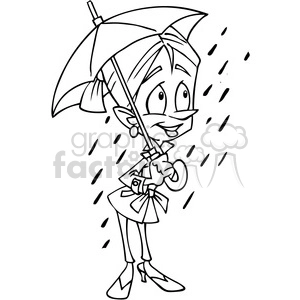 woman holding umbrella outline