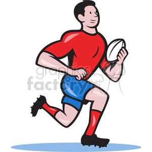 rugby player running with ball cartoon