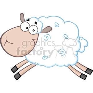 Royalty Free RF Clipart Illustration White Sheep Cartoon Mascot Character Jumping
