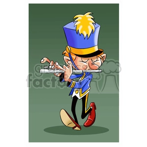 vector cartoon band member playing the flute
