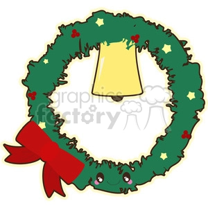 Christmas wreath cartoon character vector clip art image