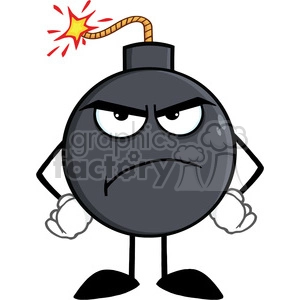 Royalty Free RF Clipart Illustration Angry Bomb Cartoon Character