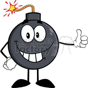 Royalty Free RF Clipart Illustration Smiling Bomb Cartoon Character Showing Thumbs Up