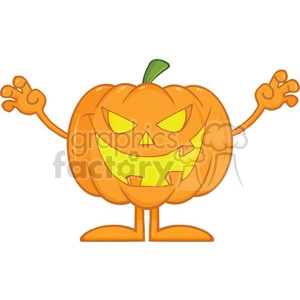 Scaring Halloween Pumpkin Cartoon Mascot Character