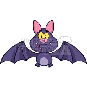 8943 Royalty Free RF Clipart Illustration Happy Vampire Bat Cartoon Character Flying Vector Illustration Isolated On White
