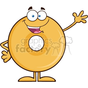 8646 Royalty Free RF Clipart Illustration Funny Donut Cartoon Character Waving Vector Illustration Isolated On White
