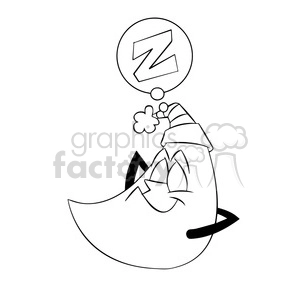 rocky the cartoon moon character sleeping black white