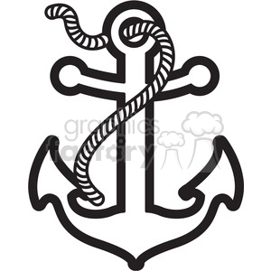 anchor with rope design tattoo illustration black white