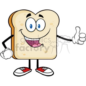 illustration happy bread slice cartoon mascot character giving a thumb up vector illustration isolated on white background