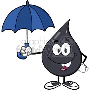 royalty free rf clipart illustration petroleum or oil drop cartoon character under an umbrella protection vector illustration isolated on white background