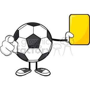 soccer ball faceless cartoon mascot character referees pointing and showing yellow card vector illustration isolated on white background