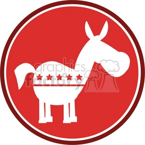 democrat donkey red circle label vector illustration flat design style isolated on white