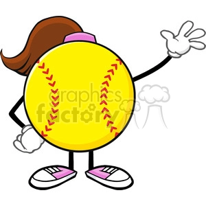 sofball girl faceless cartoon mascot character waving for greeting vector illustration isolated on white background