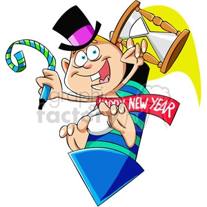 baby new year holding an hourglass vector art