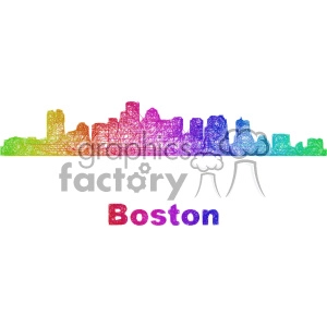city skyline vector clipart USA Boston