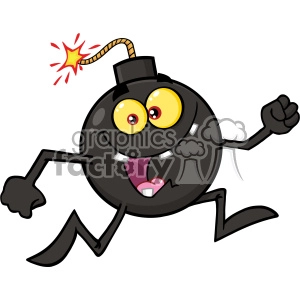 Royalty Free RF Clipart Crazy Bomb Cartoon Mascot Character Running Vector Illustration