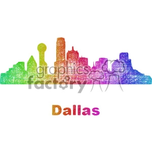 city skyline vector clipart USA Dallas