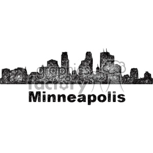 black and white city skyline vector clipart USA Minneapolis