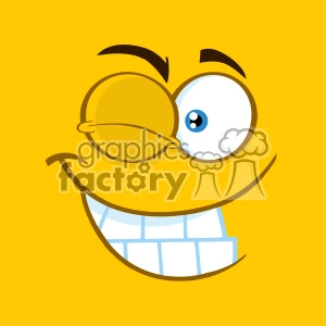 10888 Royalty Free RF Clipart Winking Cartoon Square Emoticons With Smiling Expression Vector With Yellow Background