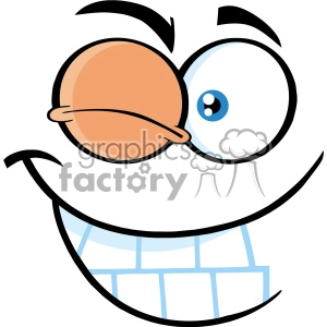 10855 Royalty Free RF Clipart Winking Cartoon Funny Face With Smiling Expression Vector Illustration