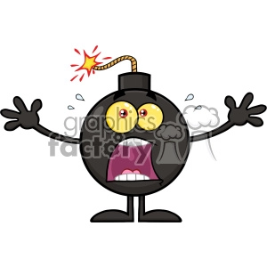 10785 Royalty Free RF Clipart Funny Bomb Cartoon Mascot Character With A Panic Expression Vector Illustration