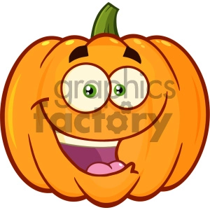 Happy Orange Pumpkin Vegetables Cartoon Emoji Face Character With Expression Vector Illustration Isolated On White Background