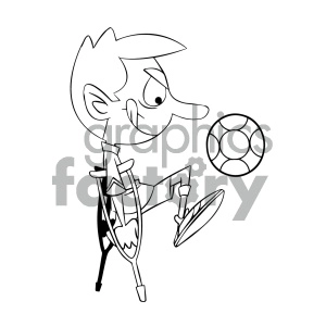 black and white cartoon disabled soccer player