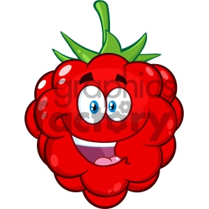 Royalty Free RF Clipart Illustration Happy Raspberry Fruit Cartoon Mascot Character Vector Illustration Isolated On White Background