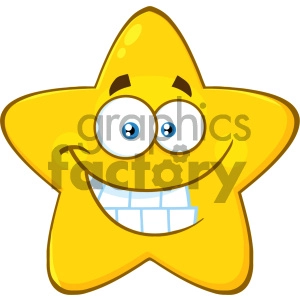 Royalty Free RF Clipart Illustration Funny Yellow Star Cartoon Emoji Face Character With Smiling Expression Vector Illustration Isolated On White Background