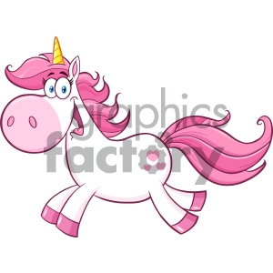Clipart Illustration Cute Magic Unicorn Cartoon Mascot Character Running Vector Illustration Isolated On White Background