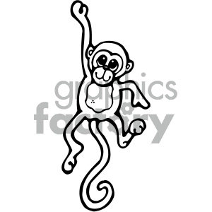 cartoon clipart monkey 010 bw