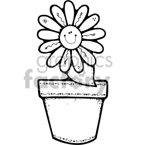 black and white flower pot daisy