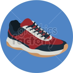 red walking shoe on blue circle background