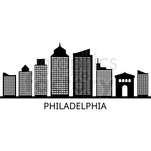 black philadelphia city skyline vector with label