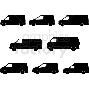 set of vans silhouette vector