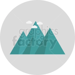 aqua mountain with clouds vector icon on gray circle background
