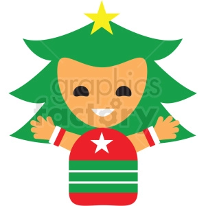 christmas tree avatar girl vector icon