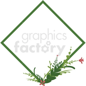 diamond shaped floral frame vector clipart