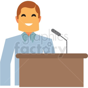 man speaking at podium flat icon vector icon