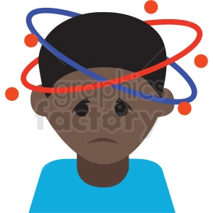 african american cartoon boy with bad headache vector icon