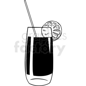 black and white beverage with straw vector clipart