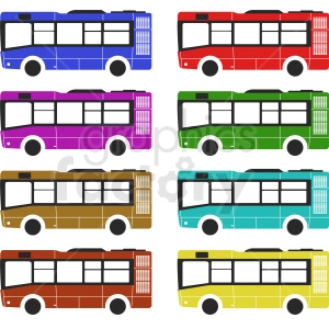 set of buses clipart