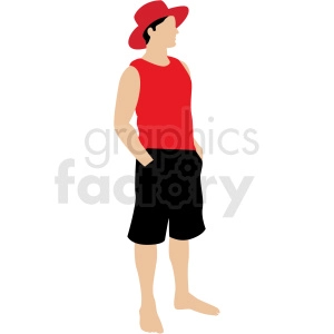 man standing wearing sun hat vector clipart