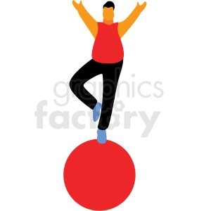 cartoon man balancing on ball flag vector clipart