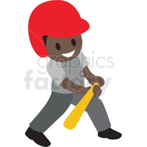 cartoon African American boy bunting baseball